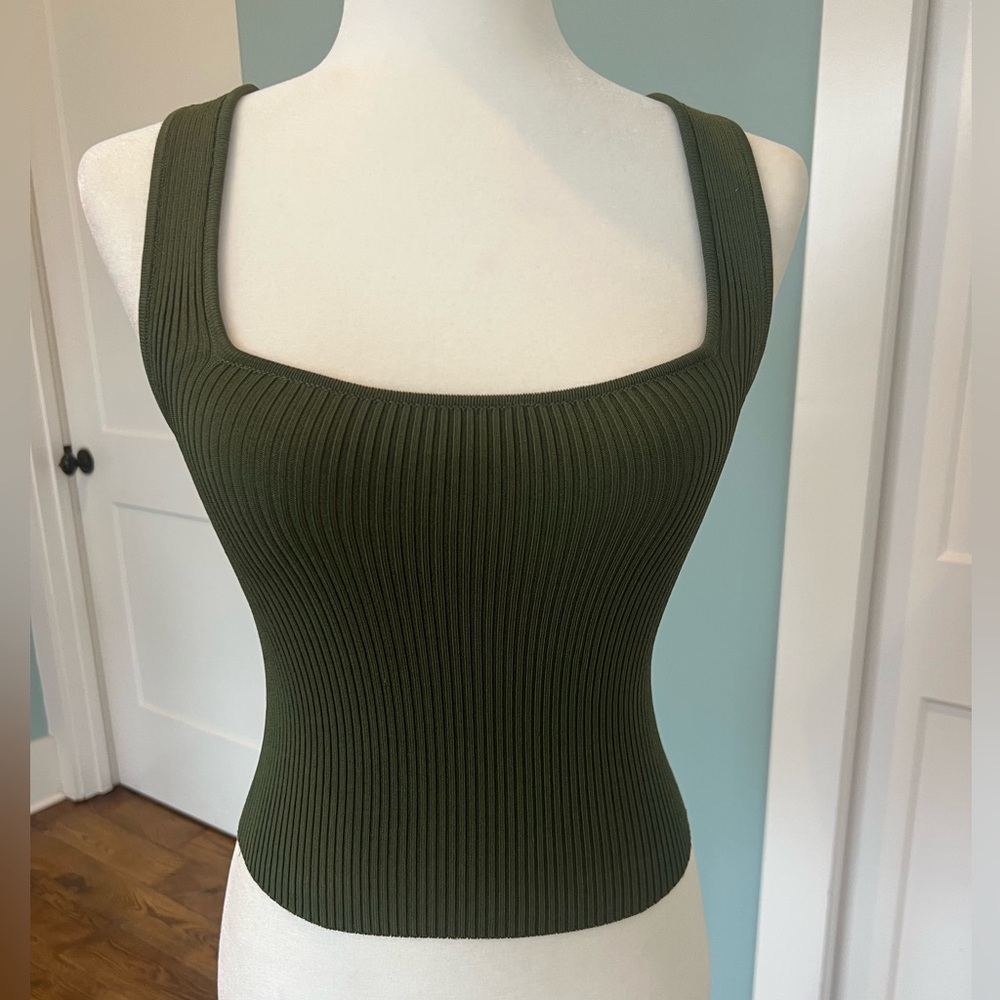 Lovers and Friends Green Ribbed Sleeveless Sweater Tank Size XS NWT